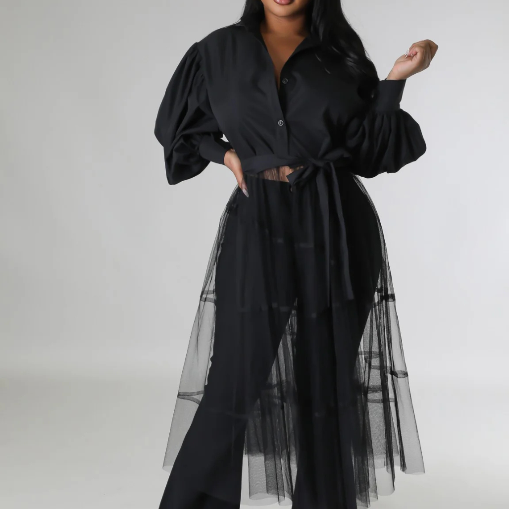 Mystique Puff Sleeve Tulle Blouse