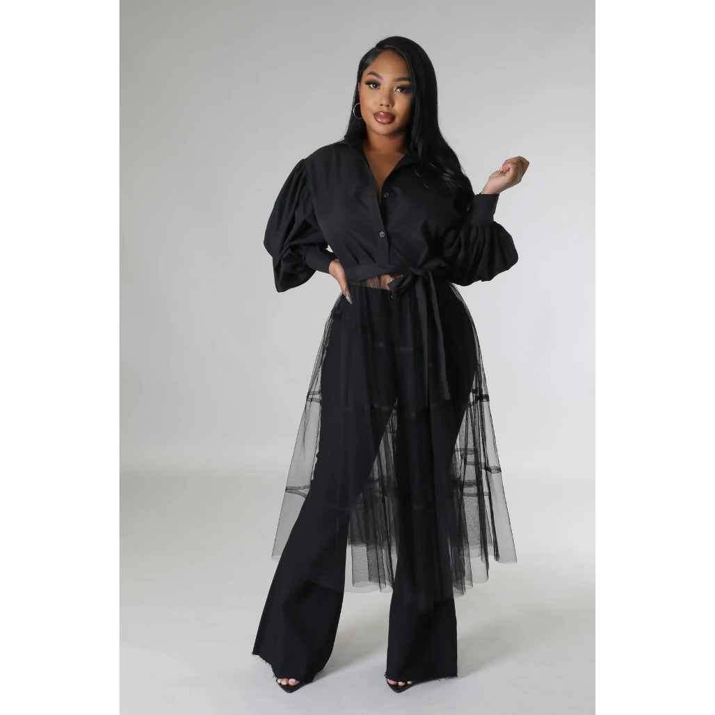 Mystique Puff Sleeve Tulle Blouse