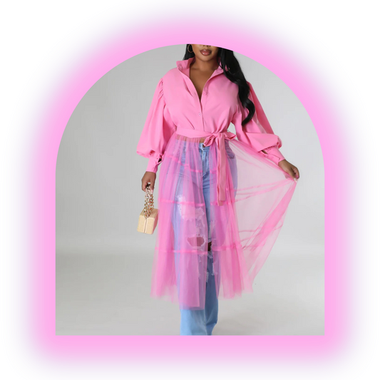 Pink Drama Tulle Top
