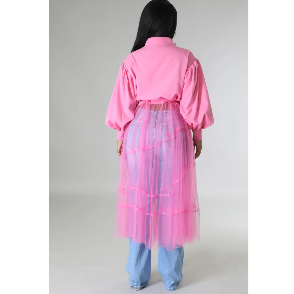 Pink Drama Tulle Top